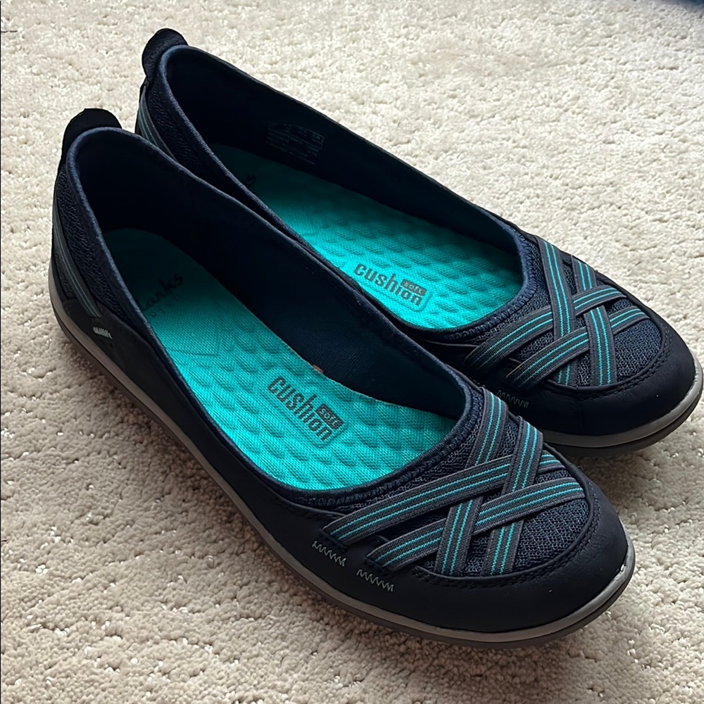 Clarks Pr!vo Cushion Flats Blue 10M Women’s